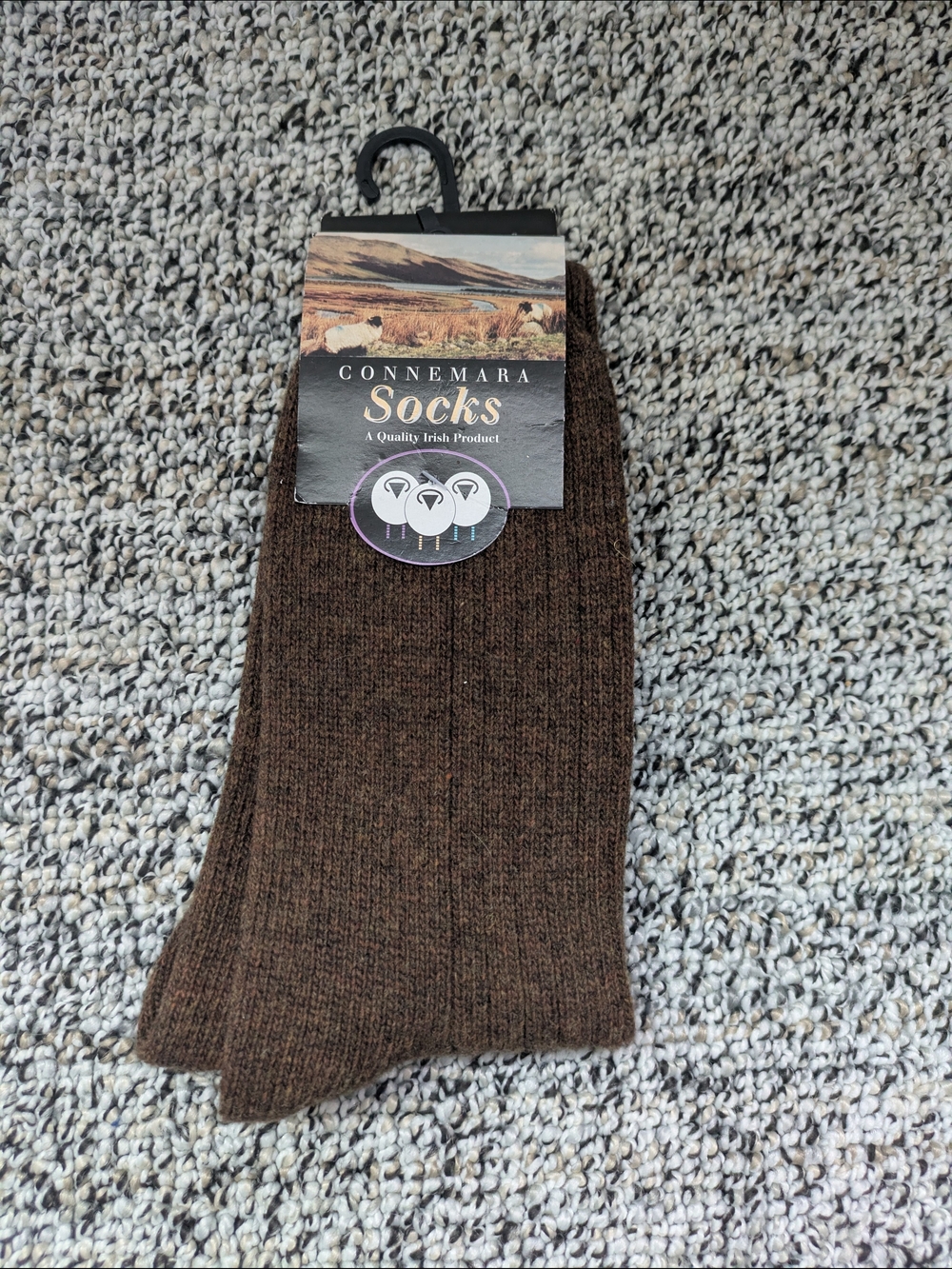 Men's Merino Wool Brown Ribbed Casual Socks